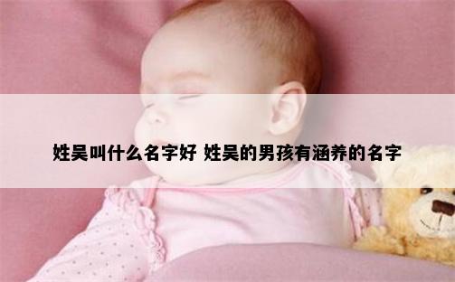 姓吴叫什么名字好 姓吴的男孩有涵养的名字