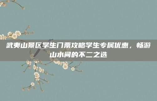 武夷山景区学生门票攻略学生专属优惠,畅游山水间的不二之选