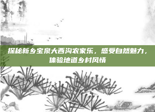 探秘新乡宝泉大西沟农家乐,感受自然魅力,体验地道乡村风情