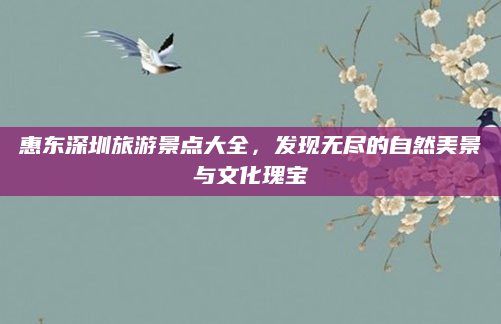 惠东深圳旅游景点大全，发现无尽的自然美景与文化瑰宝