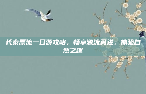 长泰漂流一日游攻略,畅享激流勇进,体验自然之趣