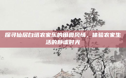 探寻仙居白塔农家乐的田园风情,体验农家生活的静谧时光