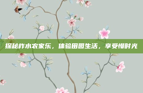 探秘柞水农家乐,体验田园生活,享受慢时光