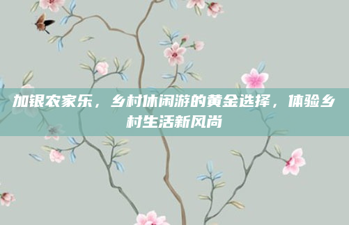加银农家乐,乡村休闲游的黄金选择,体验乡村生活新风尚