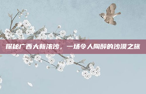 探秘广西大新浓沙,一场令人陶醉的沙漠之旅