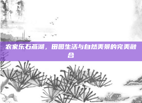 农家乐石燕湖，田园生活与自然美景的完美融合