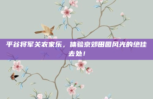 平谷将军关农家乐,体验京郊田园风光的绝佳去处!