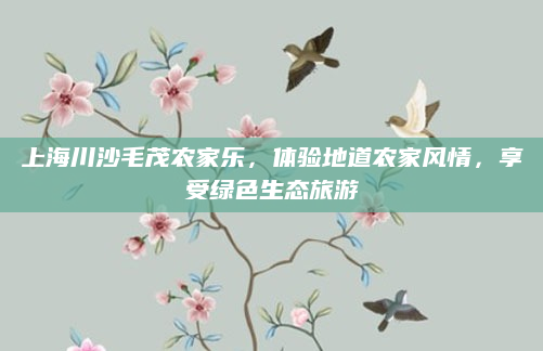 上海川沙毛茂农家乐,体验地道农家风情,享受绿色生态旅游