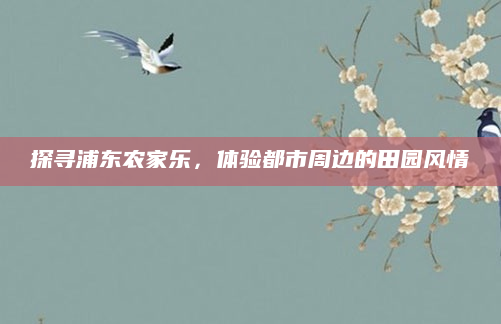 探寻浦东农家乐,体验都市周边的田园风情