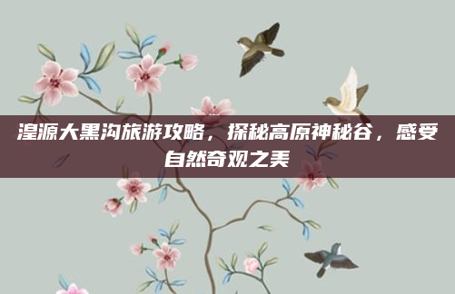 湟源大黑沟旅游攻略,探秘高原神秘谷,感受自然奇观之美