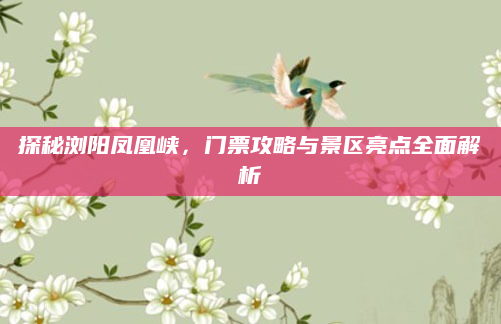 探秘浏阳凤凰峡，门票攻略与景区亮点全面解析
