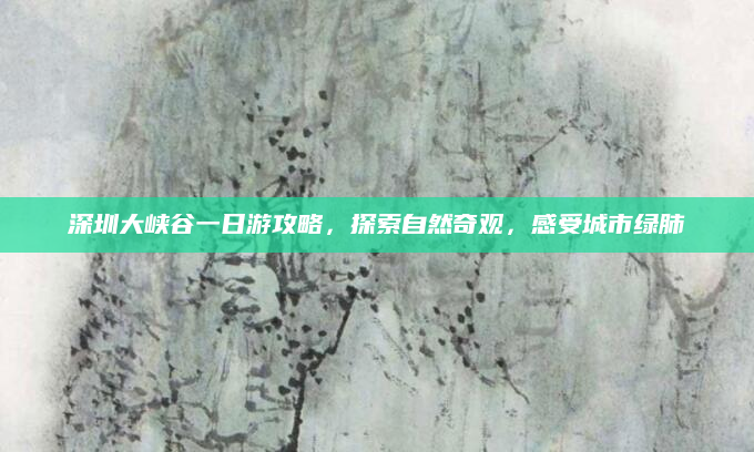 深圳大峡谷一日游攻略,探索自然奇观,感受城市绿肺