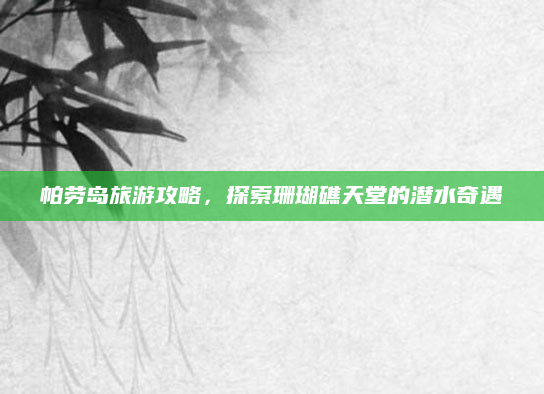 帕劳岛旅游攻略,探索珊瑚礁天堂的潜水奇遇