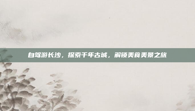 自驾游长沙,探索千年古城,解锁美食美景之旅