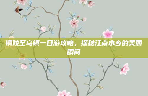 铜陵至乌镇一日游攻略，探秘江南水乡的美丽瞬间