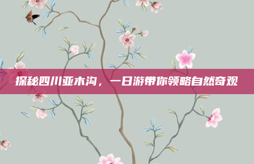 探秘四川亚木沟，一日游带你领略自然奇观