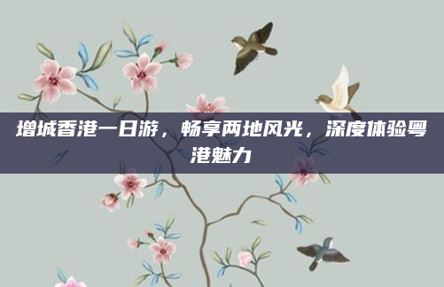 增城香港一日游，畅享两地风光，深度体验粤港魅力