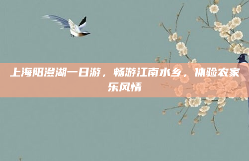 上海阳澄湖一日游,畅游江南水乡,体验农家乐风情