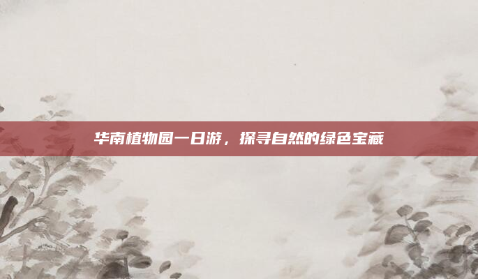 华南植物园一日游,探寻自然的绿色宝藏