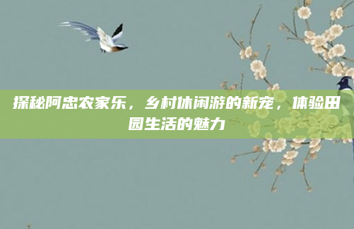 探秘阿忠农家乐,乡村休闲游的新宠,体验田园生活的魅力