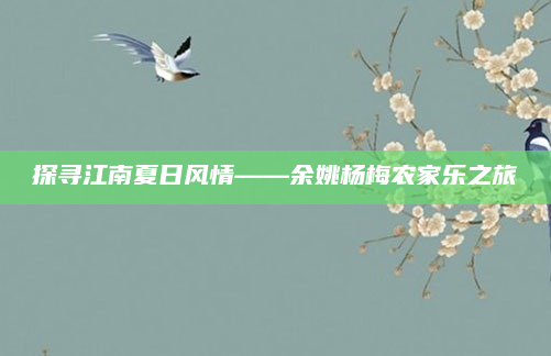 探寻江南夏日风情——余姚杨梅农家乐之旅