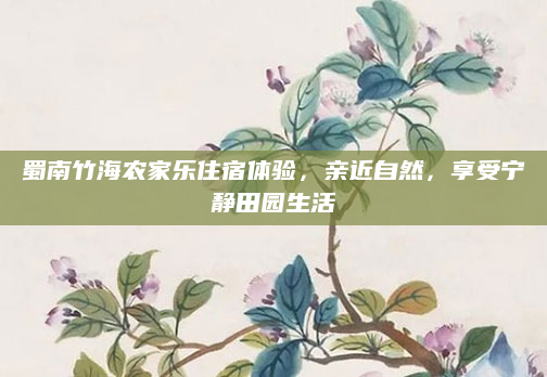 蜀南竹海农家乐住宿体验,亲近自然,享受宁静田园生活