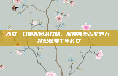 西安一日游跟团游攻略，深度体验古都魅力，轻松畅游千年长安
