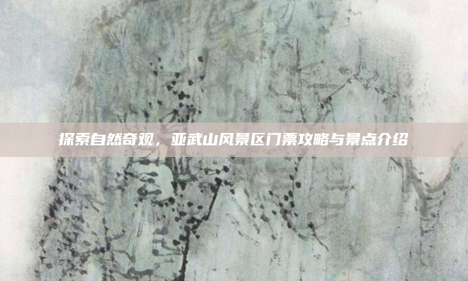 探索自然奇观,亚武山风景区门票攻略与景点介绍