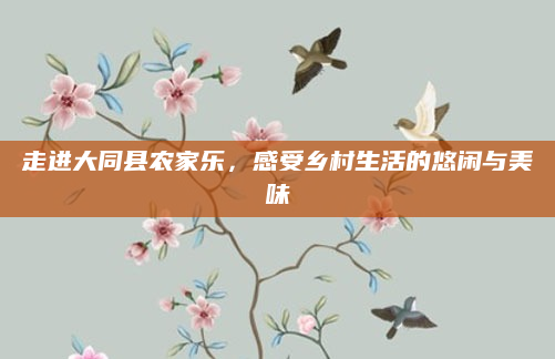 走进大同县农家乐,感受乡村生活的悠闲与美味