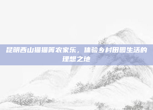 昆明西山猫猫箐农家乐,体验乡村田园生活的理想之地