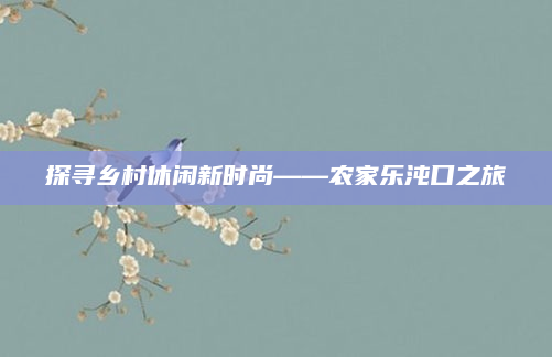 探寻乡村休闲新时尚——农家乐沌口之旅