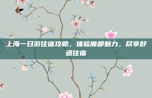 上海一日游住宿攻略,体验魔都魅力,尽享舒适住宿