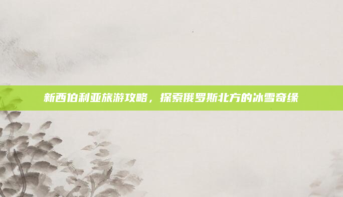 新西伯利亚旅游攻略，探索俄罗斯北方的冰雪奇缘