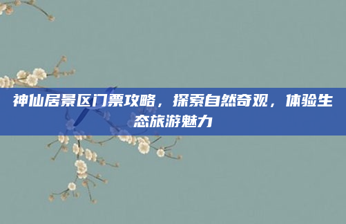 神仙居景区门票攻略，探索自然奇观，体验生态旅游魅力