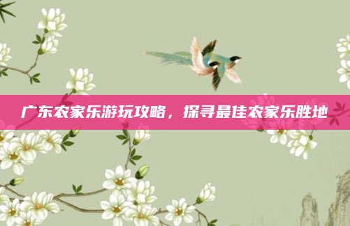 广东农家乐游玩攻略,探寻最佳农家乐胜地