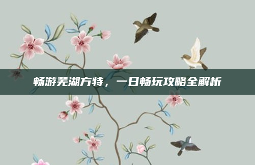畅游芜湖方特,一日畅玩攻略全解析