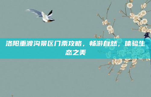 洛阳重渡沟景区门票攻略,畅游自然,体验生态之美