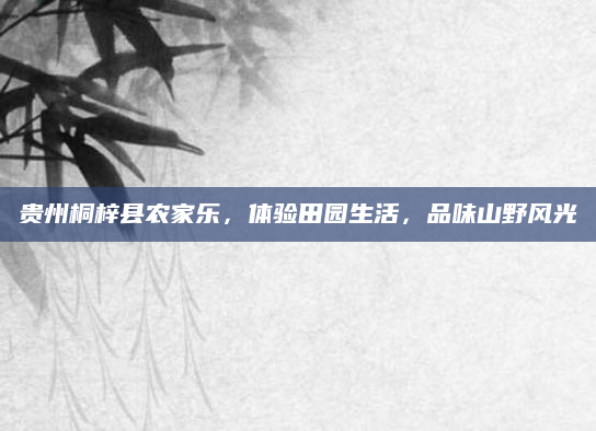 贵州桐梓县农家乐,体验田园生活,品味山野风光