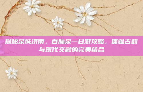 探秘泉城济南,百脉泉一日游攻略,体验古韵与现代交融的完美结合