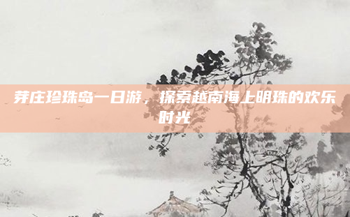 芽庄珍珠岛一日游,探索越南海上明珠的欢乐时光