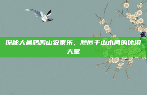 探秘大邑鹤鸣山农家乐,隐匿于山水间的休闲天堂