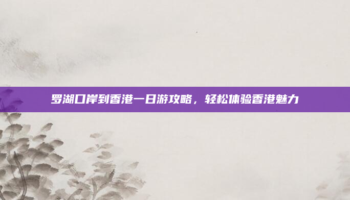 罗湖口岸到香港一日游攻略,轻松体验香港魅力