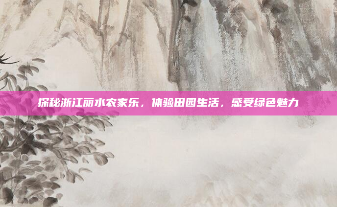 探秘浙江丽水农家乐,体验田园生活,感受绿色魅力