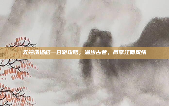 无锡清扬路一日游攻略,漫步古巷,尽享江南风情