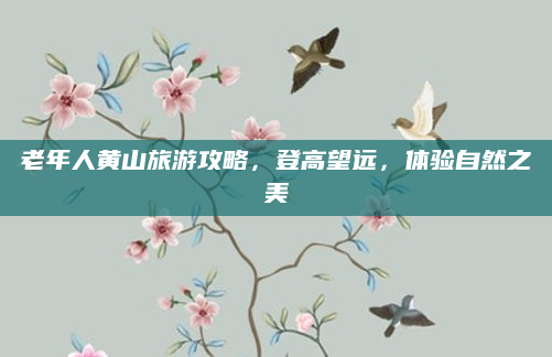老年人黄山旅游攻略,登高望远,体验自然之美