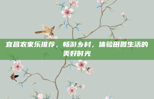宜昌农家乐推荐,畅游乡村,体验田园生活的美好时光
