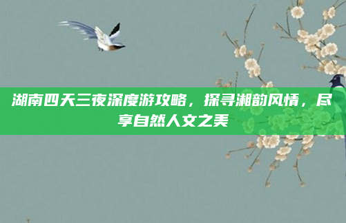 湖南四天三夜深度游攻略,探寻湘韵风情,尽享自然人文之美