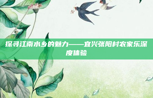 探寻江南水乡的魅力——宜兴张阳村农家乐深度体验