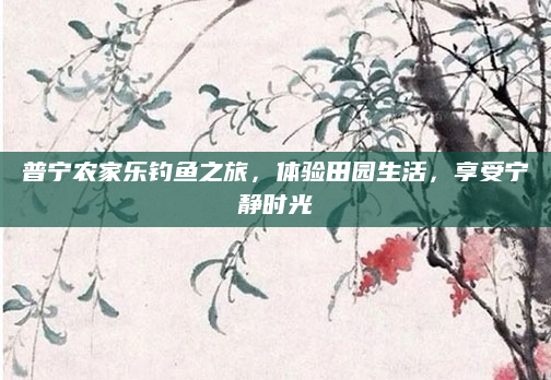 普宁农家乐钓鱼之旅,体验田园生活,享受宁静时光