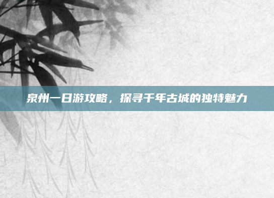 泉州一日游攻略,探寻千年古城的独特魅力